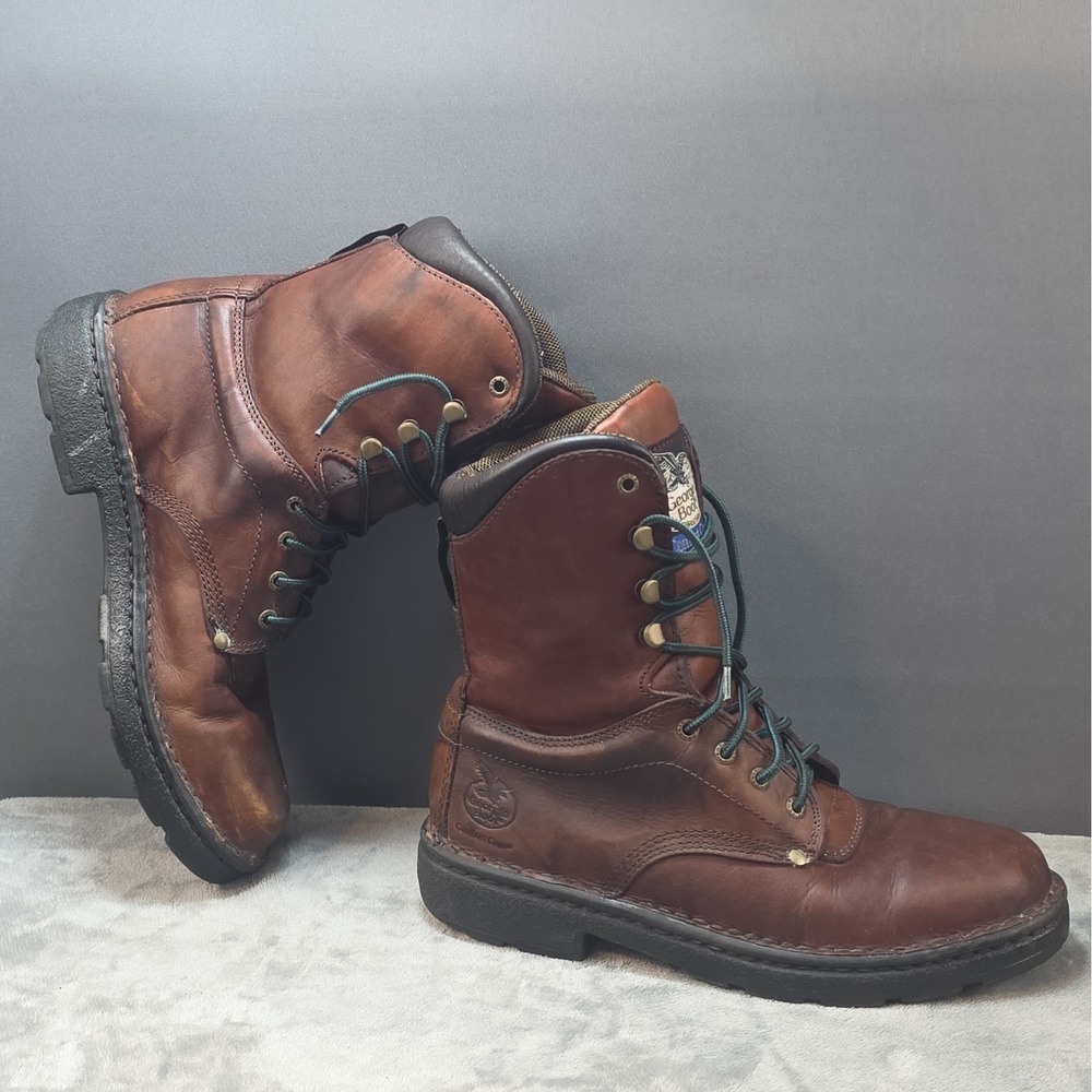 Georgia Boots 8" Eagle Light Russet Wildwood Brown Leather Men's US 9.5 M